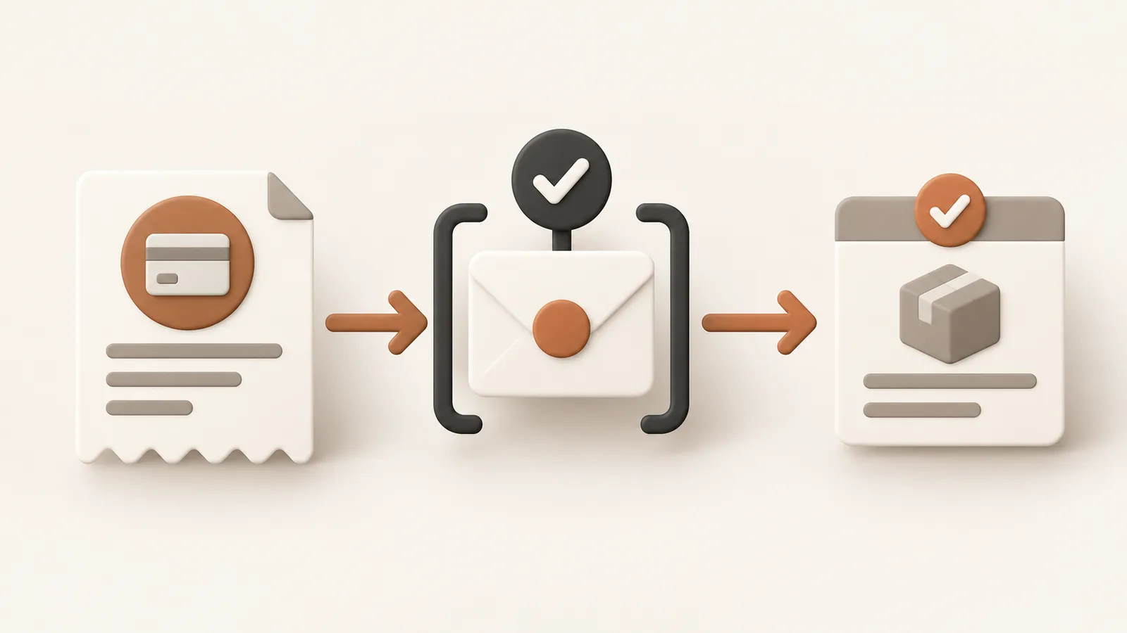 An illustration of a receipt, a validated event and an order record connected together.